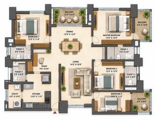 Sobha Parkcity 4 BHK floor plan